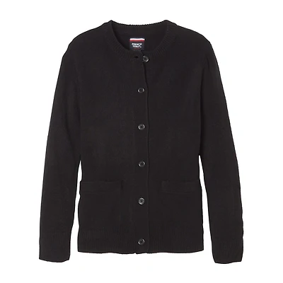 French Toast Little & Big Kid Girls Crew Neck Long Sleeve Button Cardigan