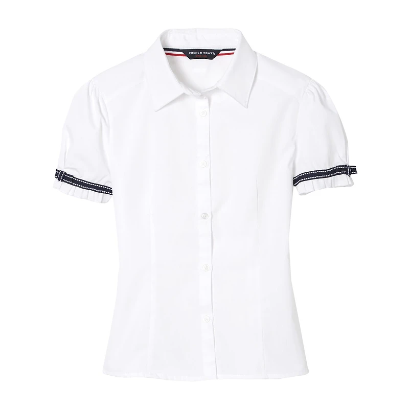 French Toast Toddler Girls Short Sleeve Fitted Regular Fit Button-Down Shirt