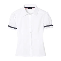 French Toast Toddler Girls Short Sleeve Fitted Regular Fit Button-Down Shirt