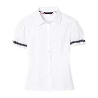 French Toast Little & Big Kid Girls Short Sleeve Embellished Blouse