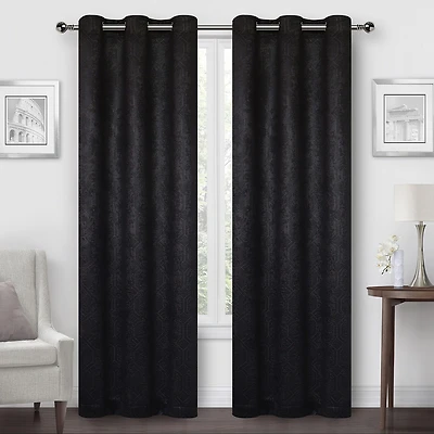 Regal Home Geo Lattice Grommet Top Energy Saving Embossed Blackout Set of 2 Curtain Panel