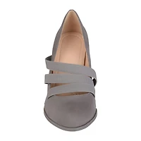 Journee Collection Loren Womens Round Stacked Heel Pumps
