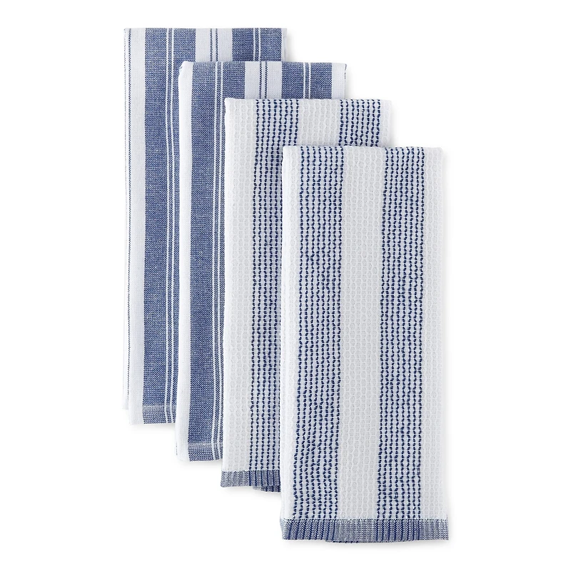 Cooks Striped Dual Purpose 4-Pc. Kitchen Towel Set