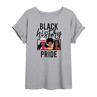 Black History Month Pride Womens Juniors Scoop Neck Short Sleeve Regular Fit Barbie Graphic T-Shirt
