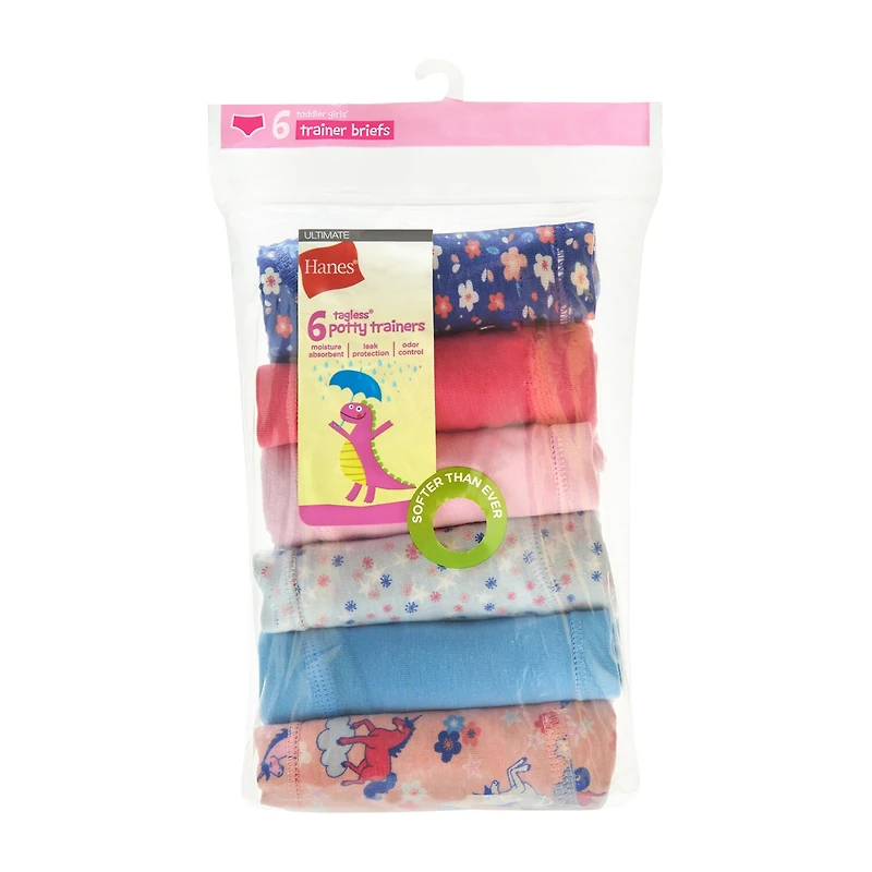 Hanes Potty Trainer Toddler Girls 6 Pack Briefs Tguptb