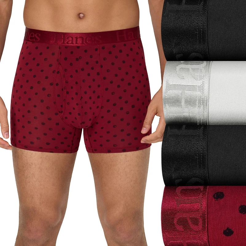 Hanes Supersoft Bonus Pack Mens 4 Comfort Waistband Trunks Uo2td4