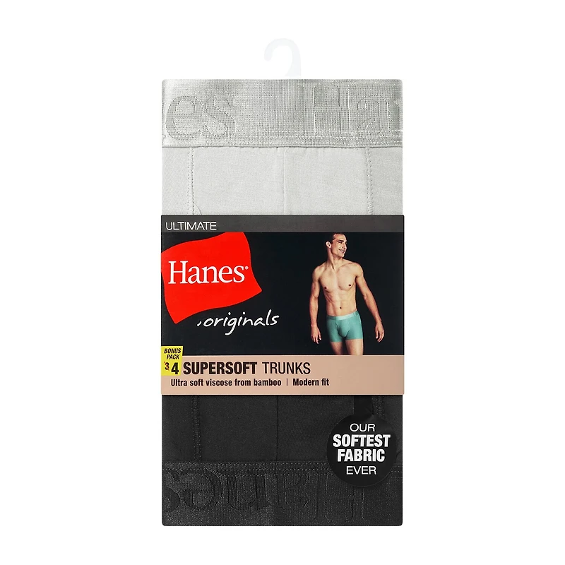 Hanes Supersoft Bonus Pack Mens 4 Comfort Waistband Trunks Uo2td4