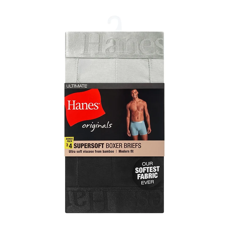 Hanes Supersoft Bonus Pack Mens 4 Boxer Briefs Uo2bd4
