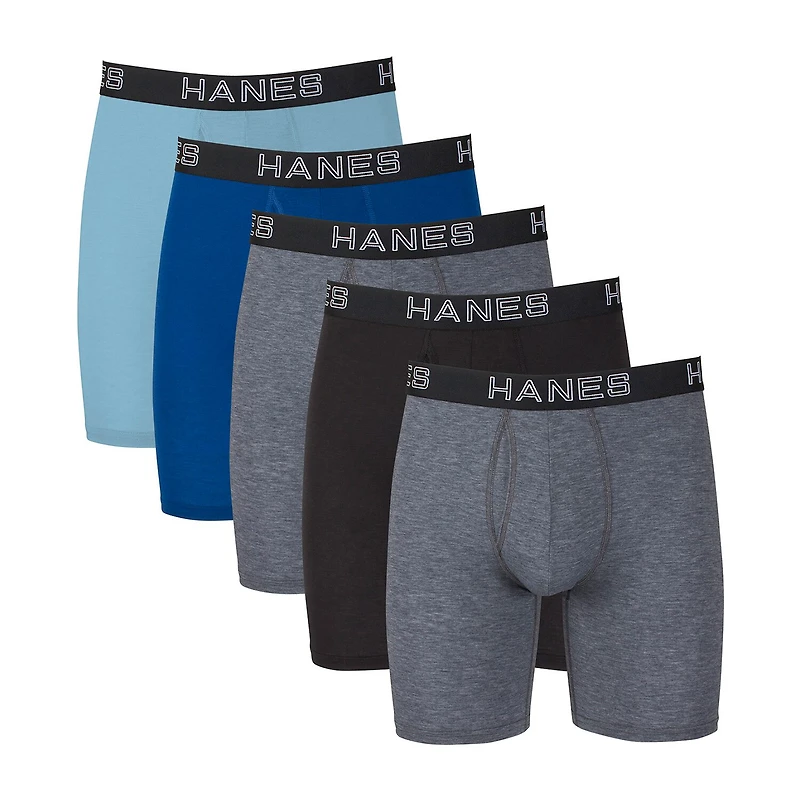 Hanes Ultimate Comfort Flex Fit Total Support Pouch Bonus Pack Mens 5 Long Leg Boxer Briefs Ufsl51