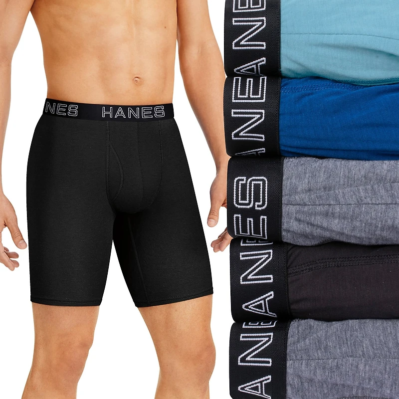Hanes Ultimate Comfort Flex Fit Total Support Pouch Bonus Pack Mens 5 Long Leg Boxer Briefs Ufsl51