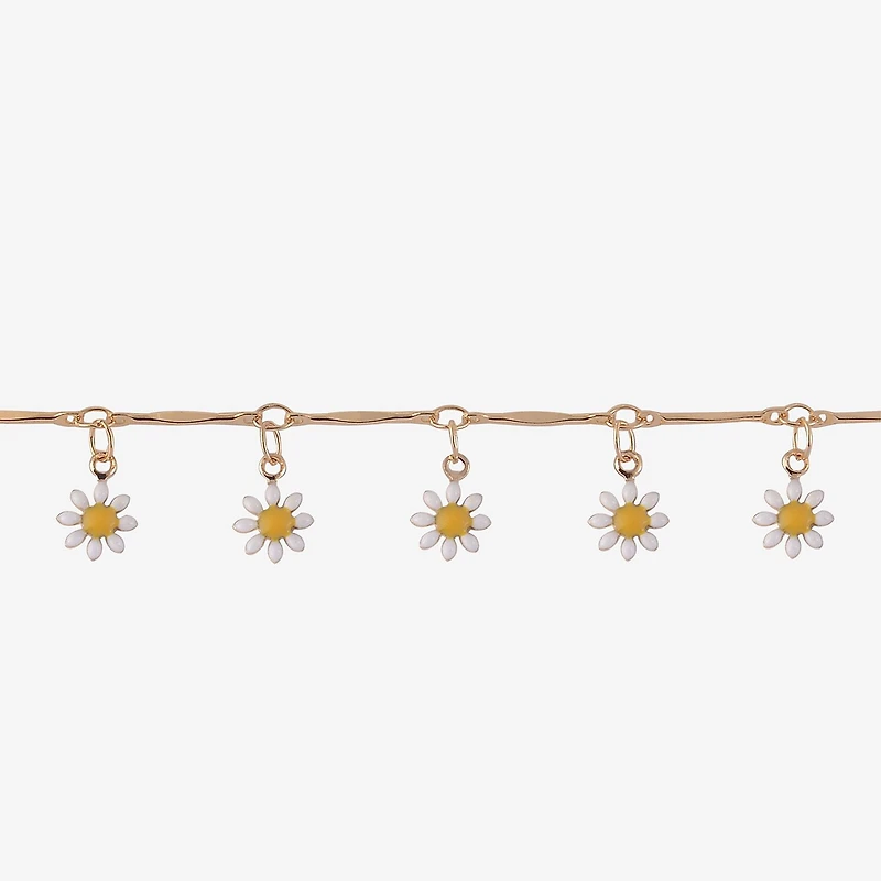 Arizona Daisy Womens 9 Inch Cable Flower Ankle Bracelet