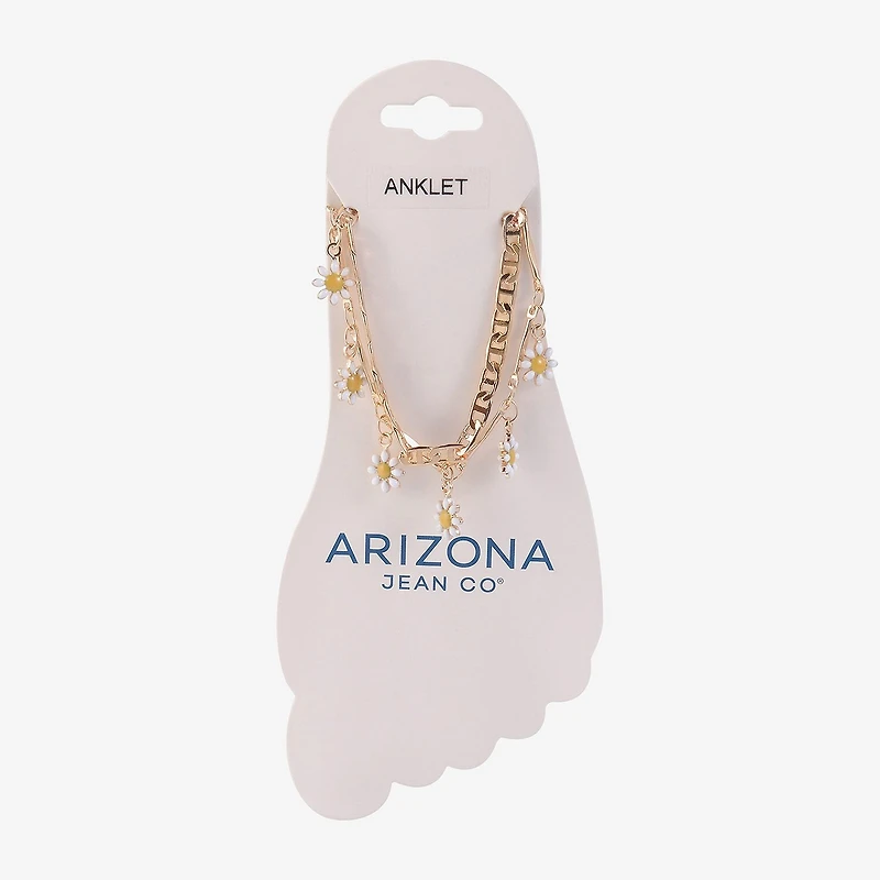 Arizona Daisy Womens 9 Inch Cable Flower Ankle Bracelet