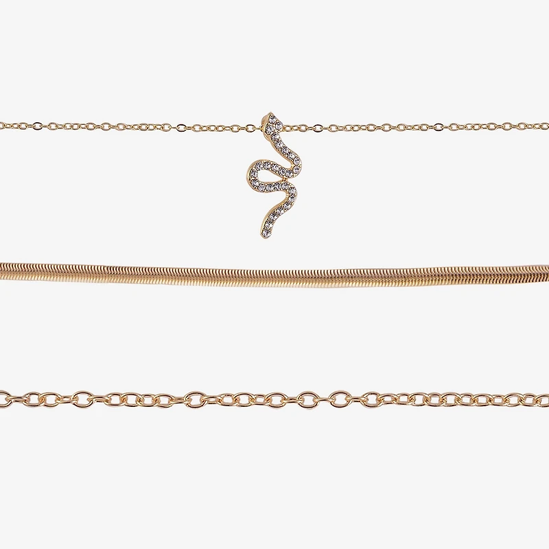 Arizona Gold Tone Snake Womens Glass 3-pc. Necklace Set