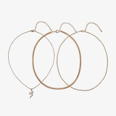 Arizona Gold Tone Snake Womens Glass 3-pc. Necklace Set
