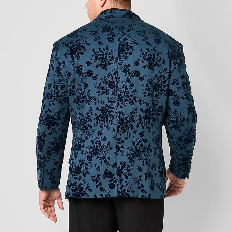 J. Ferrar Evening Edition Mens Big and Tall Floral Stretch Fabric Regular Fit Tuxedo Jacket