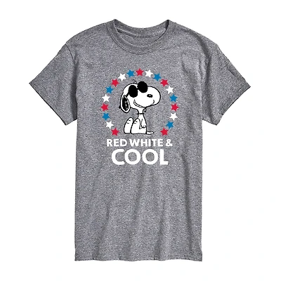 Mens Crew Neck Short Sleeve Classic Fit Peanuts Snoopy Big and Tall Graphic T-Shirt