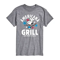 Mens Crew Neck Short Sleeve Classic Fit Peanuts Snoopy Big and Tall Graphic T-Shirt