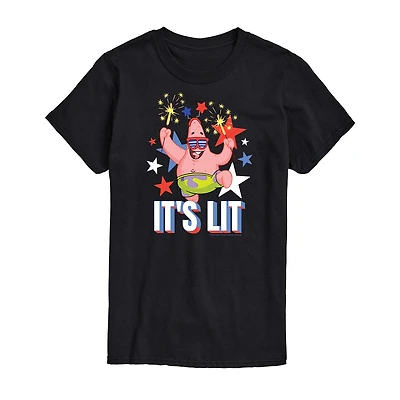Mens Crew Neck Short Sleeve Classic Fit Spongebob Big and Tall Graphic T-Shirt