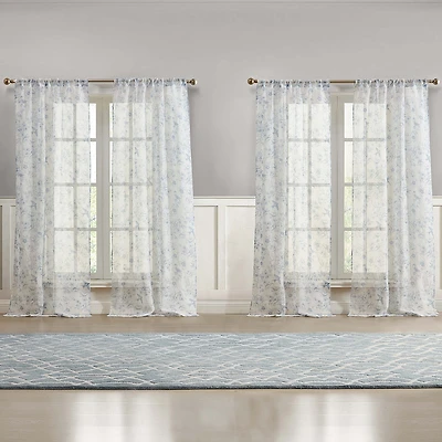 Laura Ashley Barnette Rod Pocket Sheer Set of 4 Curtain Panel