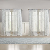 Laura Ashley Barnette Rod Pocket Sheer Set of 4 Curtain Panel