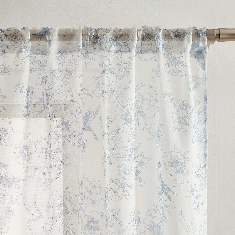 Laura Ashley Barnette Rod Pocket Sheer Set of 4 Curtain Panel