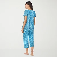 Cuddl Duds Womens Short Sleeve 2-pc. Pajama Set