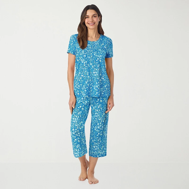 Cuddl Duds Womens Short Sleeve 2-pc. Pajama Set
