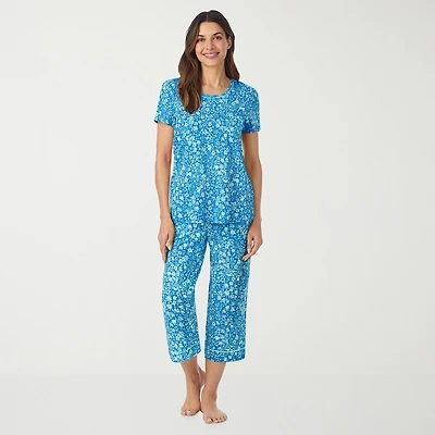 Cuddl Duds Womens Short Sleeve 2-pc. Pajama Set