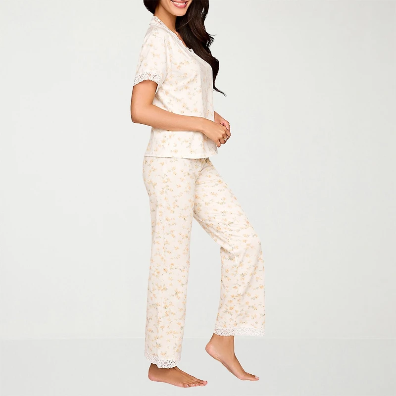 Ilusion Womens V-Neck Short Sleeve 2-pc. Pajama Set