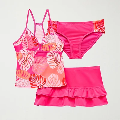 ZeroXposur Big Kid Girls Leaf 3-pc. Plus Tankini Set