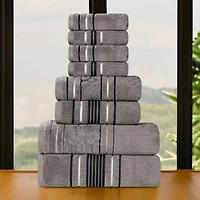 SUPERIOR® Sadie Zero Twist Jacquard Solid Cotton 8-pc. Quick Dry Bath Towel Set