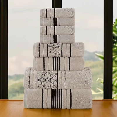 SUPERIOR® Sadie Zero Twist Jacquard Solid Cotton 8-pc. Quick Dry Bath Towel Set