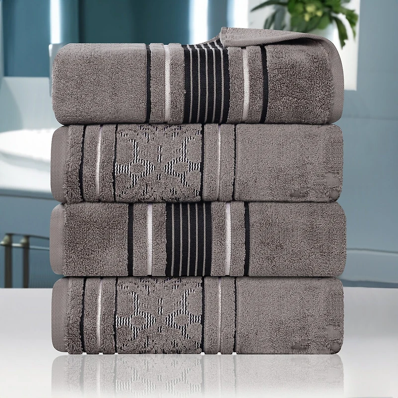 SUPERIOR® Sadie Zero Twist Jacquard Solid Cotton 4-pc. Quick Dry Bath Towel Set