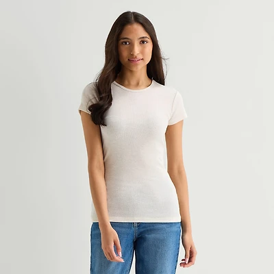 Arizona Womens Juniors Crew Neck Short Sleeve T-Shirt