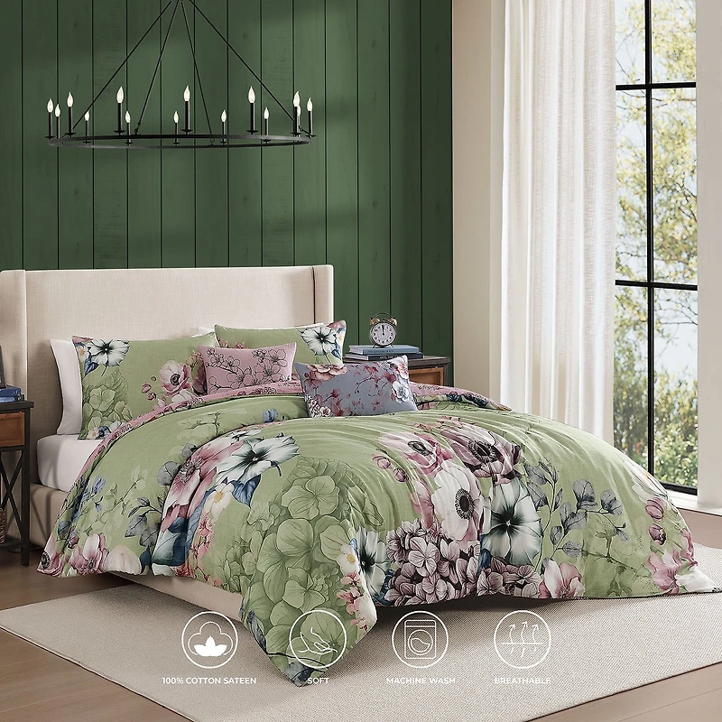 Bebejan Navy Mums 5-pc. Midweight Reversible Comforter Set