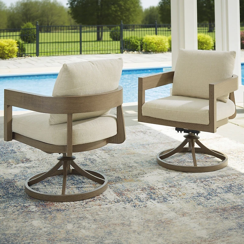 Signature Design by Ashley Severn Outdoor Swivel Dining Chair with Cushion (Set of 2)