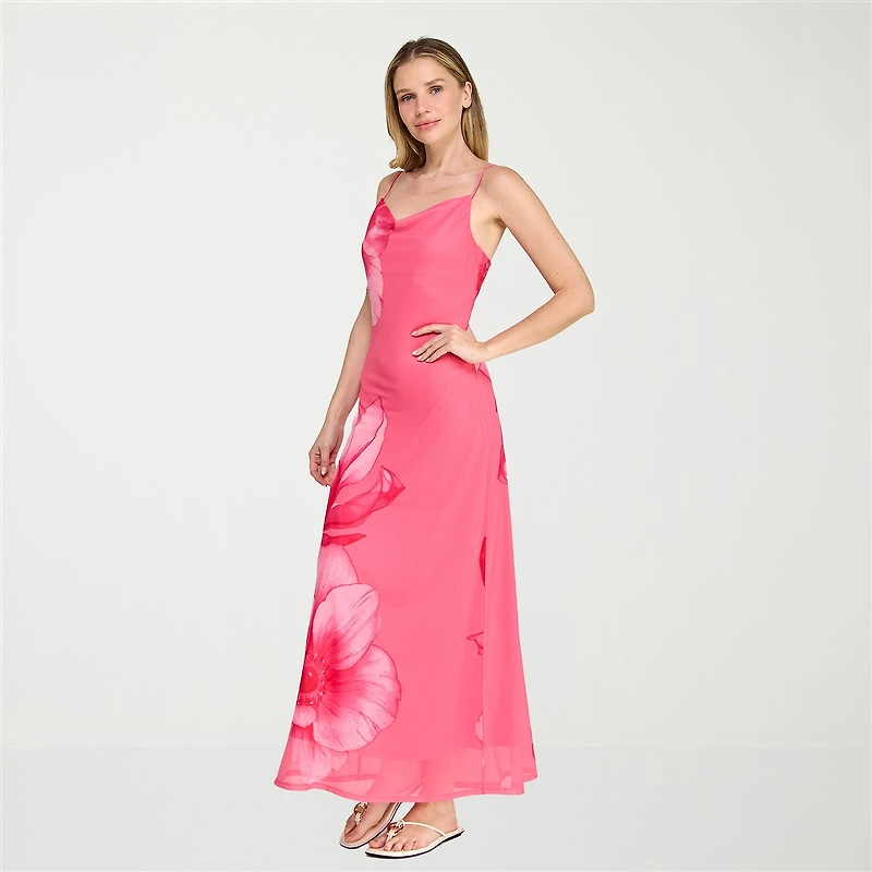 Trixxi Womens Juniors Sleeveless Floral Slip Dress