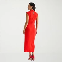 Worthington Womens Petite High Neck Sleeveless Cap Bodycon Dress