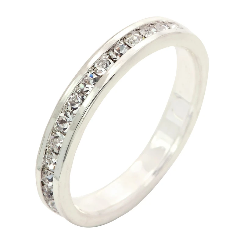 Sparkle Allure Womens 3MM Crystal Pure Silver Over Brass Hypoallergenic Band