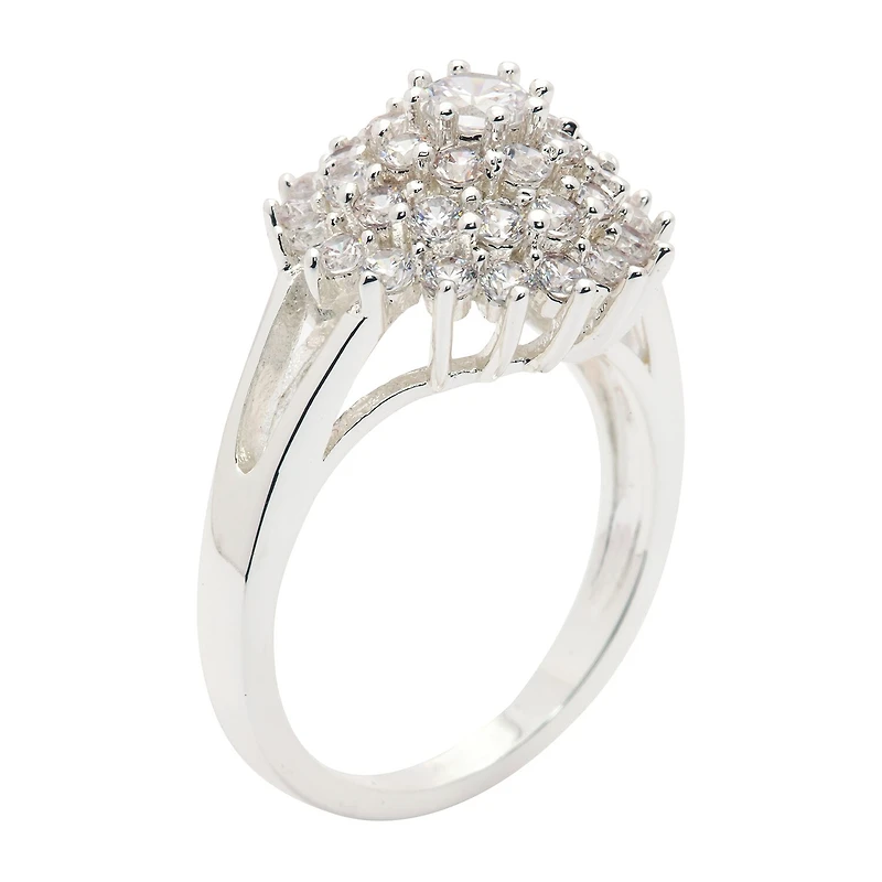 Sparkle Allure Womens White Cubic Zirconia Pure Silver Over Brass Hypoallergenic Cocktail Ring