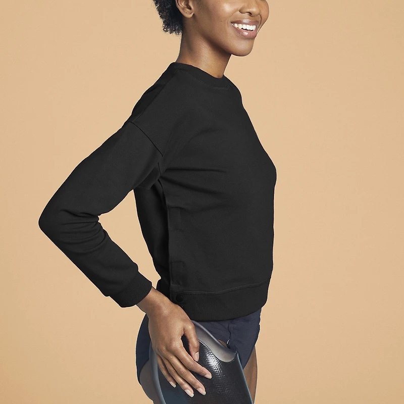 Slick Chicks Womens Adaptive Long Sleeve Crew Neck Sweat Shirt