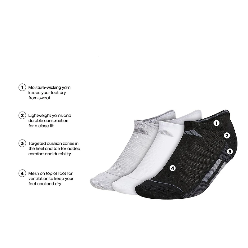 adidas Superlite Womens 3 Pair No Show Socks