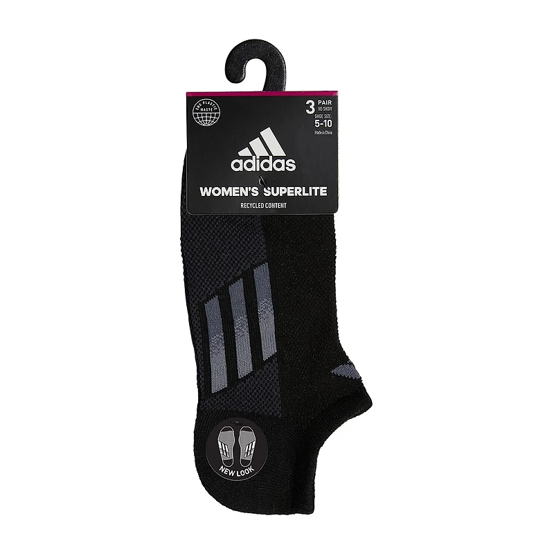 adidas Superlite Womens 3 Pair No Show Socks