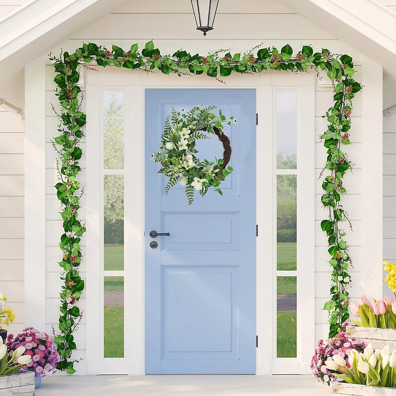 Northlight 24in Hellebores And Ivy Floral Wreath