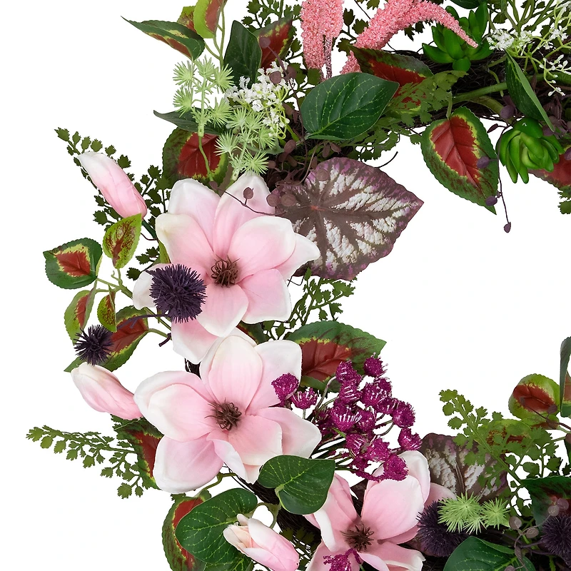 Northlight 24in Succulent And Fern Floral Wreath