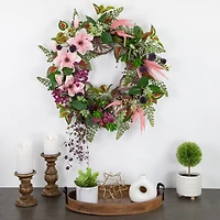 Northlight 24in Succulent And Fern Floral Wreath