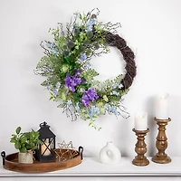 Northlight 24in Mixed Wild Flowers And Twig Wreath