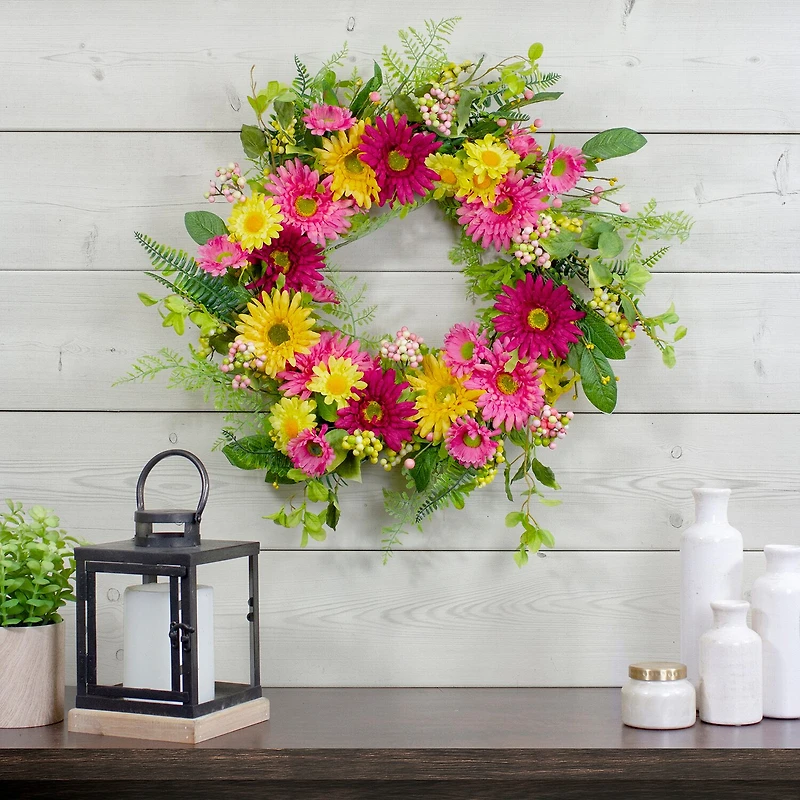 Northlight 23in Chrysanthemum And Daisy Floral Wreath