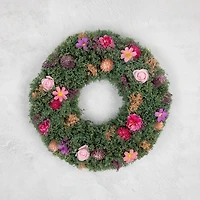 Northlight 13in Pink Rose And Thistle Mixed Floral Wreath