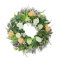 Northlight 24in Rose Foliage Unlit Wreath